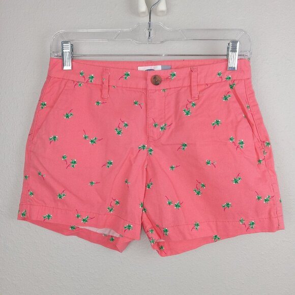 Old Navy - Mid-Rise Everyday Walking Shorts 5" | Size 4 | Coral & Palm Trees - Picture 3 of 16